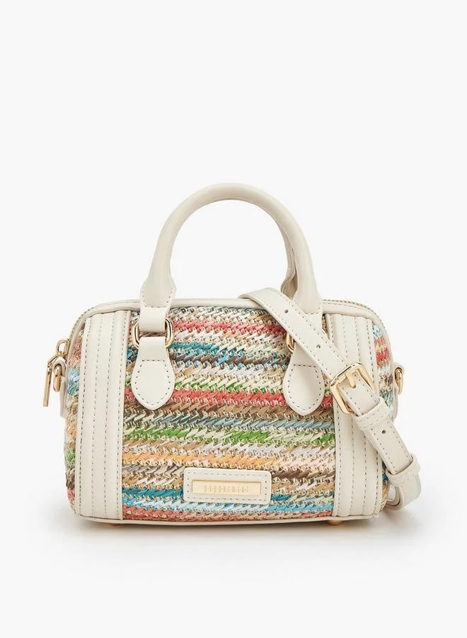 Peppermint Textured Crossbody Bag With Double Handle